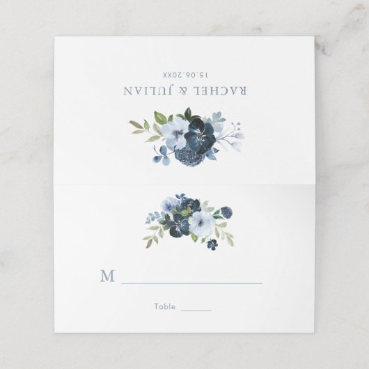Hochzeitsfeier mit blühenden Blumen Platzkarte (Außenseite Aufgefaltet)