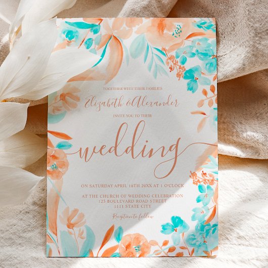 Hochzeitsfeier mit blühenden Korallen am tropische Einladung