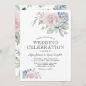 Hochzeitsfeier mit blühenden Pastellfarben Einladung (Vorne/Hinten)