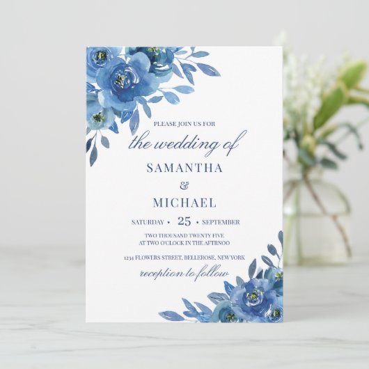 Hochzeitsfeier mit blühender Blüte Einladung (Stehend Vorderseite)