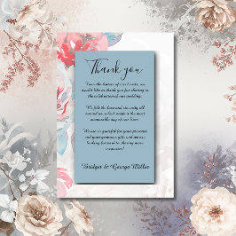 Hochzeitsfeier mit blühender Rose Dankeskarte