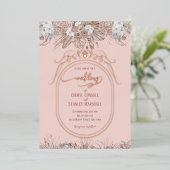 Hochzeitsfeier mit blühender Rose Folieneinladung (Stehend vorne)