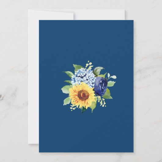 Hochzeitsfeier mit blühender Sonnenblume Einladung (Rückseite)