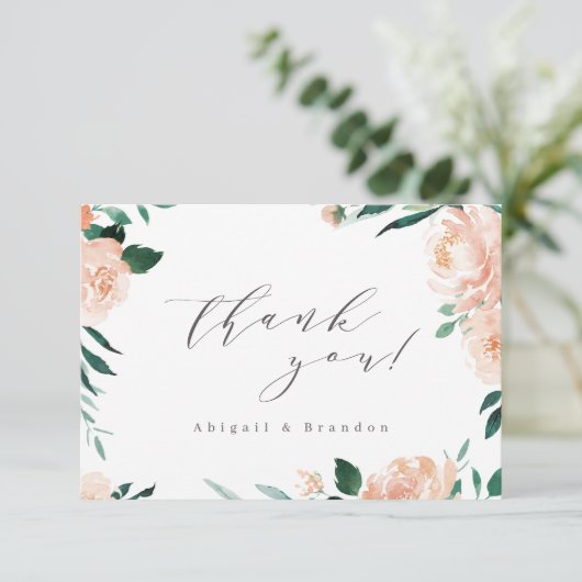 Hochzeitsfeier mit Blumen Dankeskarte (Stehend Vorderseite)