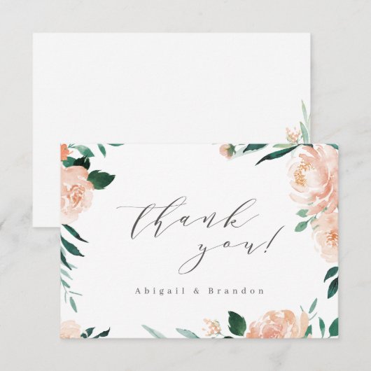 Hochzeitsfeier mit Blumen Dankeskarte (Vorne/Hinten)