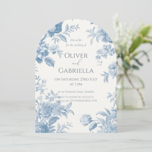 Hochzeitsfeier mit Blumen Einladung (Stehend Vorderseite)