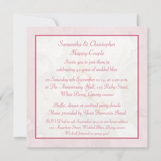 Hochzeitsfeier mit Blumen Einladung (Rückseite)