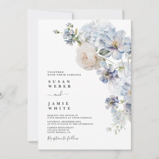 Hochzeitsfeier mit Blumen Einladung (Vorderseite)