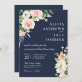 Hochzeitsfeier mit Blumen Einladung (Vorne/Hinten)