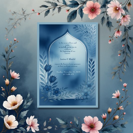 Hochzeitsfeier mit Blumen Einladung