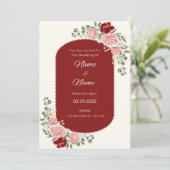 Hochzeitsfeier mit Blumen Einladung (Stehend Vorderseite)