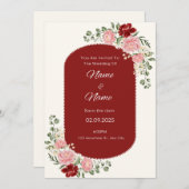 Hochzeitsfeier mit Blumen Einladung (Vorne/Hinten)