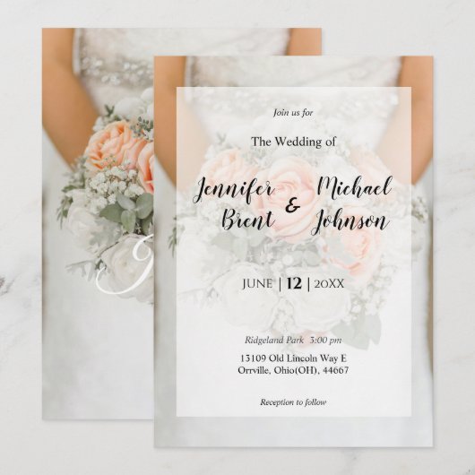 Hochzeitsfeier mit Blumen Einladung (Vorne/Hinten)