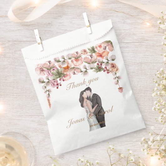 Hochzeitsfeier mit Blumen im Wasserfarben Geschenktütchen (Ausgeschnitten)