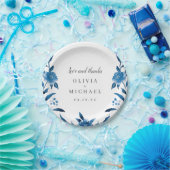 Hochzeitsfeier mit Blumen in Blau und Weiß Pappteller (Party)