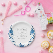 Hochzeitsfeier mit Blumen in Blau und Weiß Pappteller (Party)