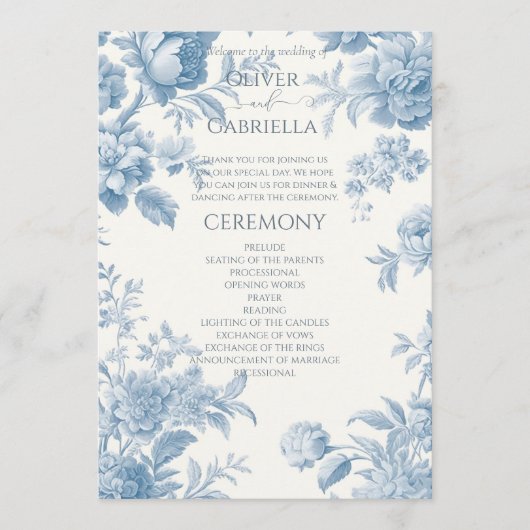 Hochzeitsfeier mit Blumen Programm (Vorderseite)