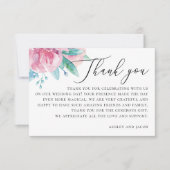 Hochzeitsfeier mit Blumen und Blumen Dankeskarte (Vorderseite)