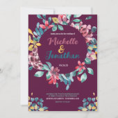 Hochzeitsfeier mit Blumen und Blumen Einladung (Vorderseite)