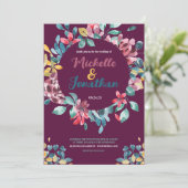 Hochzeitsfeier mit Blumen und Blumen Einladung (Stehend Vorderseite)