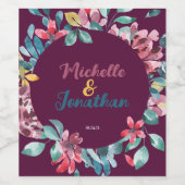 Hochzeitsfeier mit Blumen und Blumen Weinetikett (Einzelnes Label)