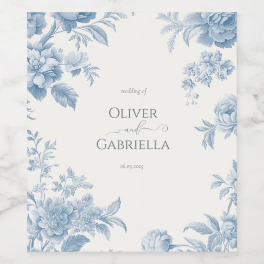 Hochzeitsfeier mit Blumen Weinetikett (Einzelnes Label)