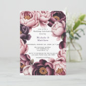 Hochzeitsfeier mit Blush and Pum Peony Wreath Einladung (Stehend Vorderseite)