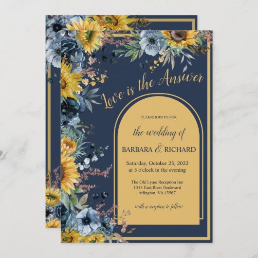 Hochzeitsfeier mit Blütenblume Einladung (Vorne/Hinten)