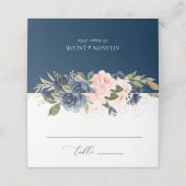 Hochzeitsfeier mit Blütenblütenblüte Platzkarte (Außenseite Aufgefaltet)