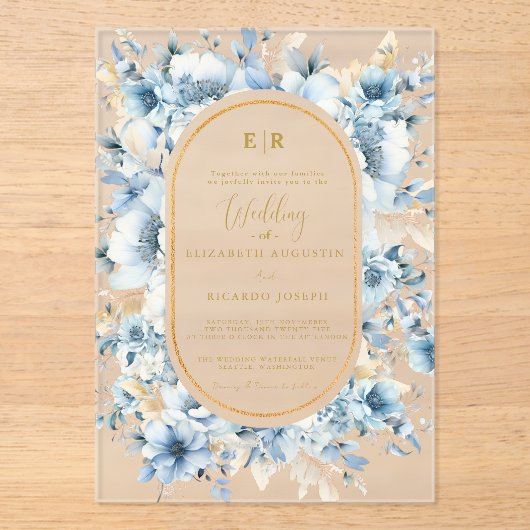 Hochzeitsfeier mit Blütenblütenblütenblütenblütenb Acryleinladungen (Vorderseite)