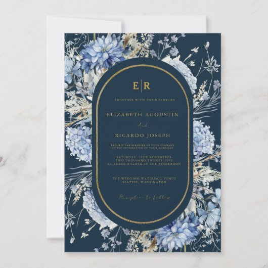 Hochzeitsfeier mit Blütenblütenblütenblütenblütenb Einladung (Vorderseite)