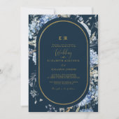 Hochzeitsfeier mit Blütenblütenblütenblütenblütenb Einladung (Vorderseite)