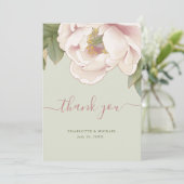 Hochzeitsfeier mit blütendem Foto dank Karte (Stehend Vorderseite)