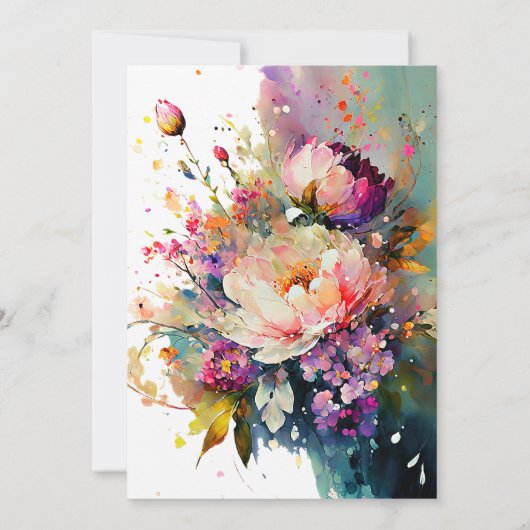 Hochzeitsfeier mit Blütenfarbe Einladung (Rückseite)