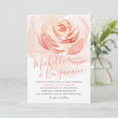 Hochzeitsfeier mit Blütenfarbe Rosa Rose Einladung (Stehend Vorderseite)