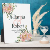 Hochzeitsfeier mit Blütenfarbe und Aubergine Fotoplatte (Seite)