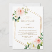 Hochzeitsfeier mit Blütenfarbe und goldener Wasser Einladung (Vorderseite)