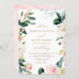 Hochzeitsfeier mit Blütenfarbe und goldener Wasser Einladung