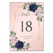 Hochzeitsfeier mit Blütengold Tischnummer (Rückseite)