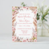 Hochzeitsfeier mit Boho Pampas Einladung (Stehend Vorderseite)