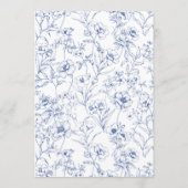 Hochzeitsfeier mit Botanischem Blau Chinoiserie Menükarte (Rückseite)