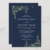 Hochzeitsfeier mit botanischer Wasserfarbe Einladung (Vorne/Hinten)