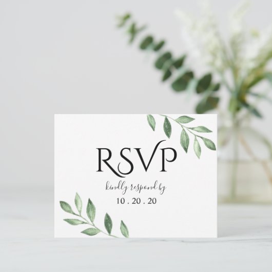 Hochzeitsfeier mit botanischer Wasserfarbe für Oli Postkarte (Stehend Vorderseite)