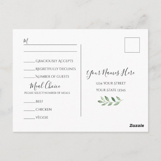 Hochzeitsfeier mit botanischer Wasserfarbe für Oli Postkarte (Rückseite)