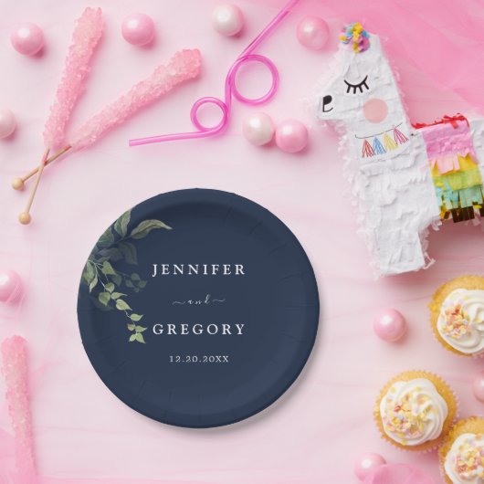 Hochzeitsfeier mit botanischer Wasserfarbe Pappteller (Party)