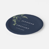 Hochzeitsfeier mit botanischer Wasserfarbe Pappteller (Schrägansicht)