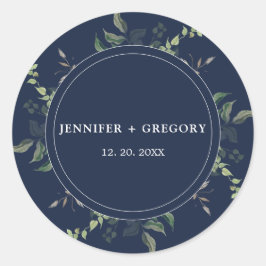 Hochzeitsfeier mit botanischer Wasserfarbe Runder Aufkleber