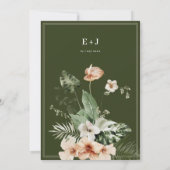 Hochzeitsfeier mit braunem Hibiskus Einladung (Rückseite)