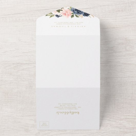 Hochzeitsfeier mit brauner Blüte All In One Einladung (Außenbereich)