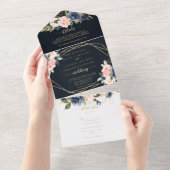 Hochzeitsfeier mit brauner Blüte All In One Einladung (Abreißen)